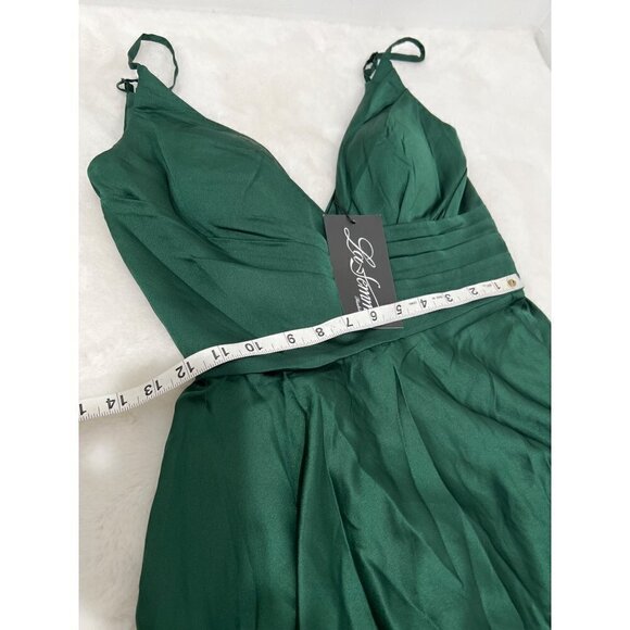 New La Femme Size 4 Strappy Back Satin Ballgown Emerald Green *Prom - Picture 5 of 14